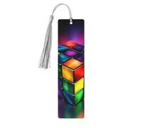 Magic Cube Puzzle Segnalibro in legno per uomini e donne personalizzato intaglio in legno segno di libro con nappa ciondolo segnalibro per gli amanti dei libri regalo di compleanno studenti