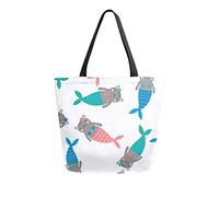 Magic Cute Mermaids Canvas Tote Bag Borse della spesa riutilizzabili Borsa da trasporto con manici