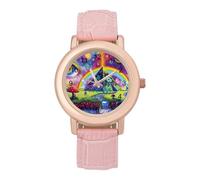 Magic Evil Eyes - Orologio da polso da donna, con fungo e piramide egiziana, facile da leggere, sottile, al quarzo, stile casual