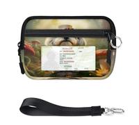 Magic Forest Dog Mushroom Mini Zip Card Case per donne uomini con finestra ID portafoglio portatile leggero piccolo portamonete cerniera portamonete organizzatore borsa