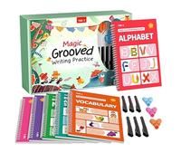 Magic Grooved Writing Practice for Kids Ages 3-8,Reusable Groved Handwriting Workbooks with Disappearing Ink Pens,Number Letter Tracin Book for Preschool Learing Activities&Homeschool Supplie (1Pc)