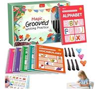 Magic Grooved Writing Practice,magic Grooved Handwriting Practice Books,Reusable Handwriting Workbooks ,Number Letter Tracing Book for Preschool Learning Activities&Homeschool Supplie-A