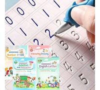 Magic Ink Copybooks for Kids Reusable Handwriting Workbooks for Preschools Grooves Template Design and Handwriting Aid Practice for Kids The Print Writing (4 Books with Pens)
