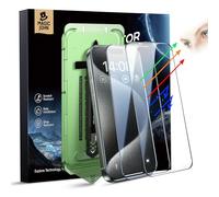 MAGIC JOHN 2 pellicole protettive per display per iPhone 15 Pro (6,1 pollici), anti-luce blu, HD trasparente, eliminazione della polvere dell'auto, vetro temperato 9H e antigraffio, copertura completa