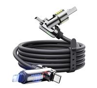 MAGIC JOHN Cavo USB-C 4 in 1 240 W, Cavo di Ricarica Rapida e Sincronizzazione Dati, Compatibile con iPhone, iPad, Samsung, Computer Portatili, Caricamento Multi-Device, 1,2 m, Nero