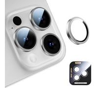 MAGIC JOHN Per iPhone 16Pro/16Promax protezione obiettivo fotocamera Ultra HD metallo singolo anello 9H vetro temperato con kit di installazione (argento)