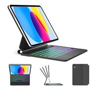 Magic Keyboard Folio per iPad A16 11°/10° generazione custodia con tastiera, retroilluminazione arcobaleno, trackpad multi-touch, supporto a sbalzo galleggiante, custodia magnetica per iPad A16 11