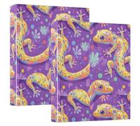 Magic Lizard - Raccoglitore a 3 anelli, 3,8 cm, in PVC, con anello a D e tasca trasparente per articoli da ufficio, confezione da 2