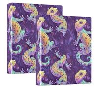 Magic Lizard - Raccoglitore a 3 anelli, 3,8 cm, in PVC, con anello a D e tasca trasparente per articoli da ufficio, confezione da 2