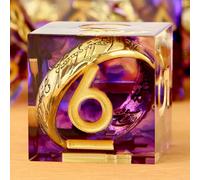 Magic Lord Ring D&D Set di dadi DNDND Sharp Edge DND con anello dorato all'interno, con custodia in metallo regalo, per giochi da tavolo Dungeons & Dragons D&D (viola)