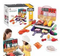 Magic Meals Cucina Sensoriale,Set Da 35 Pezzi Con Barbecue E Griglia - Barbecue Per Bambini Con Cibo Che Cambia Colore,Fumo,Suono,Luce,Set Di Gioco Educativo Per Cucinare,Regalo Di Compleanno(A)