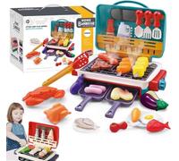 Magic Meals Kids Grill with Smoke, Lights & Sounds - Pretend BBQ Play Kitchen Set with Color-Changing Food, Tongs, Skewers & Pans, Interactive Sensory Cooking Toy for Boys & Girls Ages 3+(#A)