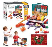 Magic Meals Kids Sensory Kitchen BBQ, Kids Grill Playset with Smoke Sound Light & Color-Changing Toppings, Interactive Magic Meals Kid Grill, Gift for Girls and Boys (Green)