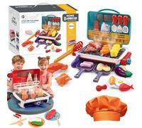 Magic Meals Sensory Kitchen, Kids Grill Playset with Smoke Sound Light & Color-Changing Toppings, Kids BBQ Grill Toy, Interactive BBQ Grills Toy, Gift for Girls and Boys (Blue)