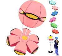 Magic Metaball - Palla rimbalzante per bambini, disco volante magico, doppia forma, commutabile liberamente, con 6 luci, adatta per interni ed esterni (rosa chiaro)