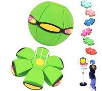 Magic Metaball - Palla rimbalzante per bambini, disco volante magico, doppia forma, liberamente commutabile, con 6 luci, adatta per interni ed esterni (verde)