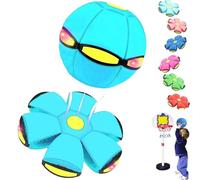 Magic Metaball - Palla rimbalzante per bambini, disco volante magico, doppia forma, liberamente commutabile, con 6 luci, adatta per interni ed esterni (azzurro)