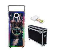 Magic Mirror Photo Booth 101,2 cm, custodia da viaggio, portatile, touch screen da 22", macchina per matrimoni, feste, eventi (macchina nera, touch screen da 65"/81,9 cm + stampante)