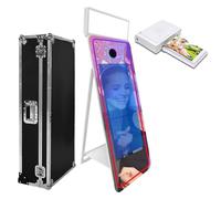 Magic Mirror Photo Booth 165 cm con custodia da volo, touch screen interattivo a specchio per foto per eventi, feste, matrimoni, noleggio (bianco (touch screen da 109 cm), macchina + mini stampante)