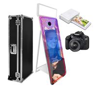 Magic Mirror Photo Booth 165 cm con custodia da volo, touch screen interattivo, specchio per foto, macchina fotografica per eventi, feste, matrimoni, noleggio (bianco (touch screen da 81 cm),
