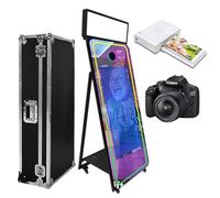 Magic Mirror Photo Booth 165 cm con custodia da volo, touch screen interattivo, specchio per foto, macchina fotografica per eventi, feste, matrimoni, noleggio (nero (touch screen da 43 pollici),