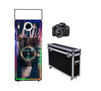 Magic Mirror Photo Booth 165 cm, custodia per volo, portatile, touch screen da 32 pollici, macchina per matrimoni, feste, eventi (macchina nera, touch screen da 65"/32" + fotocamera)