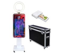 Magic Mirror Photo Booth 32 pollici Touch Screen Specchio Photo Booth Selfie Photobooth Macchina Anello Luce RGB Frame per Evento Noleggio Festa di Matrimonio (Machine + Mini Stampante)
