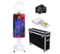 Magic Mirror Photo Booth 32 pollici Touch Screen Specchio Photo Booth Selfie Photobooth Macchina Anello Luce RGB Frame per Evento Noleggio Festa di Matrimonio (Machine+Fotocamera+Mini Stampante)