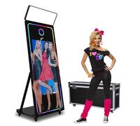 Magic Mirror Photo Booth 43" Touch Screen, macchina fotografica DSLR con cornice quadrata RGB per selfie, mini PC integrato, stampa istantanea per eventi di nozze, feste (cabina fotografica da 43