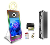 Magic Mirror Photo Booth, 65in Macchina di specchio Photobooth 43in Touch Screen con stampante, con luce RGB anello, per feste d'affari di matrimonio (White, Photo Booth with Printer)