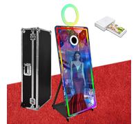 Magic Mirror Photo Booth, cabina fotografica a specchio da 165 cm con touch screen interattivo da 32 pollici, mini PC integrato, adatto per esigenze fotografiche in varie posizioni (nero, macchina+