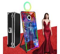 Magic Mirror Photo Booth, cabina fotografica a specchio da 165 cm con touch screen interattivo da 32 pollici, mini PC integrato, adatto per esigenze fotografiche in varie posizioni (nero, macchina per