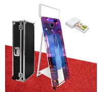 Magic Mirror Photo Booth, cabina fotografica a specchio da 165 cm con touch screen interattivo da 81 cm, luce quadrata, mini PC integrato, adatto per fotografia (bianco, macchina e mini stampante)