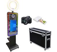 Magic Mirror Photo Booth - Cabina fotografica da 114,3 cm con touchscreen da 54,6 cm, con specchio per selfie, luce RGB e custodia da viaggio, portatile, per eventi di festa di nozze, colore nero