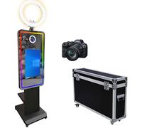 Magic Mirror Photo Booth - Cabina fotografica da 114,3 cm con touchscreen da 54,6 cm, con specchio per selfie, luce RGB e custodia da viaggio, portatile, per feste di nozze, eventi, colore: nero