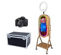 Magic Mirror Photo Booth con anello luminoso, touch screen da 21,5", custodia per cabina fotografica di Windows, luce RGB con controllo app per eventi di festa di nozze (Machine + fotocamera)
