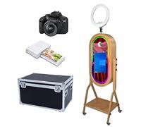 Magic Mirror Photo Booth con anello luminoso, touch screen da 21,5", custodia per cabina fotografica di Windows, luce RGB con controllo app per eventi di festa di nozze (Machine+fotocamer mini