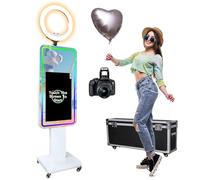 Magic Mirror Photo Booth con fotocamera, touch screen da 21,5 pollici, per selfie, DSLR, luci RGB per matrimoni, eventi, compleanni, feste scolastiche (21,5 pollici + fotocamera senza stampante)