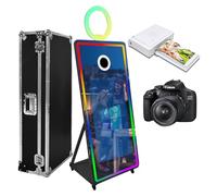 Magic Mirror Photo Booth con luce RGB (touchscreen nero da 43", macchina+macchina fotografica+mini stampante)