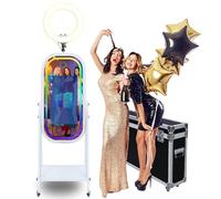 Magic Mirror Photo Booth con schermo LCD touch screen da 21,5", mini PC integrato, luce ad anello RGB, condivisione e stampa, cabina per feste di nozze e eventi (macchina per fototesse)