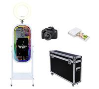 Magic Mirror Photo Booth con schermo LCD touch screen da 21,5 pollici, mini PC integrato, luce ad anello RGB, condivisione e stampa, stand per feste di nozze e eventi (set completo)