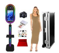 Magic Mirror Photo Booth con stampante e fotocamera, Macchina Selfie DSLR portatile a schermo tattile da 15,6 pollici, Mini PC integrato, per noleggio matrimonio di eventi (Black, Full Set)