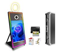 Magic Mirror Photo Booth con Stampante, Macchina di Photobooth Selfie a schermo tattile da 43", con luce a anello RGB, per feste aziendali di noleggio matrimoniale (Black, Photo Booth with Printer)