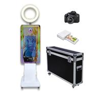 Magic Mirror Photo Booth con touch screen da 21,5 pollici, macchina fotografica con luce RGB, idea stampa e condivisione per eventi a noleggio (bianco, macchin macchina fotografic mini stampante)