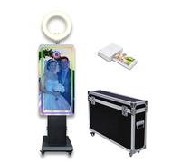Magic Mirror Photo Booth con touch screen da 32 pollici, macchina fotografica per selfie, con custodia da volo, luce RGB, cabina fotografica per feste, eventi, noleggio matrimoni (nero, macchina +