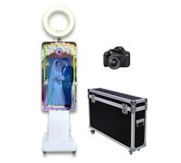 Magic Mirror Photo Booth con touch screen da 32 pollici, macchina fotografica per selfie, con custodia da volo, luce RGB, per feste, eventi, noleggio matrimoni (bianco, macchina + fotocamera)