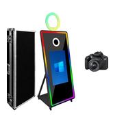 Magic Mirror Photo Booth con touch screen da 32 pollici, touch screen a specchio con cornice a LED e anello luminoso RGB, macchina per selfie da 65 pollici, per feste e eventi (65 pollici nero +