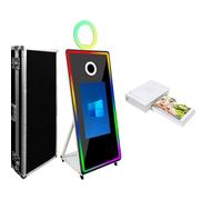Magic Mirror Photo Booth con touch screen da 32 pollici, touch screen a specchio con cornice a LED e anello luminoso RGB, macchina per selfie da 65 pollici, per feste e eventi (65 pollici bianco +