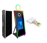Magic Mirror Photo Booth con touch screen da 32 pollici, touch screen a specchio con cornice a LED e anello luminoso RGB, macchina per selfie da 65 pollici, per feste e eventi (65 pollici nero + mini