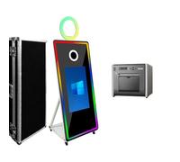 Magic Mirror Photo Booth con touch screen da 32 pollici, touch screen a specchio con cornice a LED e anello luminoso RGB, macchina per selfie da 65 pollici, per feste e eventi (65 pollici bianco +